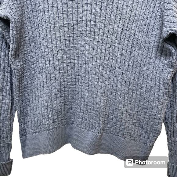 Halogen Women’s Dusty Blue Collared Sweater Long Sleeve V-Neck Cotton Medium - Picture 4 of 10